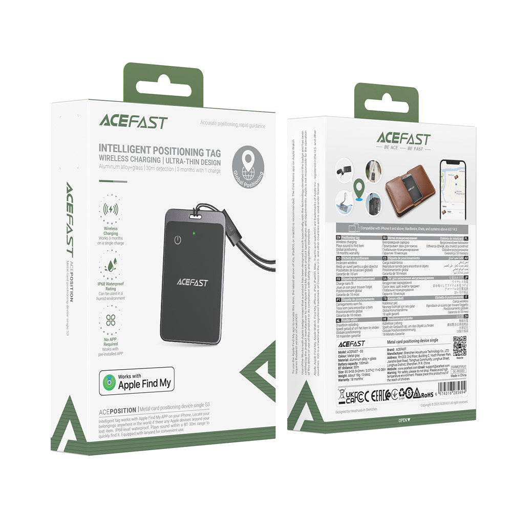 Acefast SmartTag S3 az iOS sorozathoz, Szürke