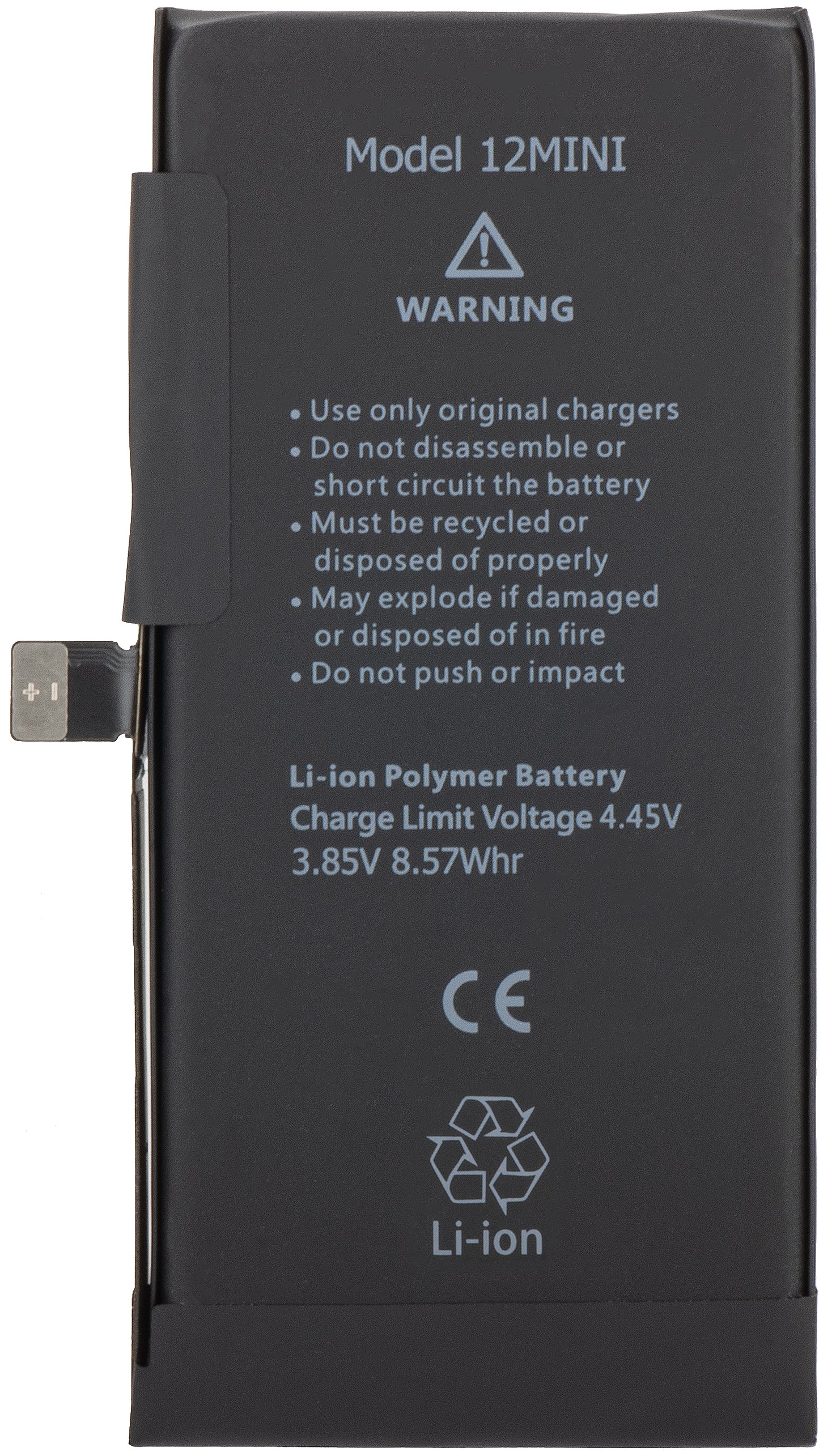 Apple iPhone 12 mini battery with Flex Band BMS integration (no soldering contacts required)