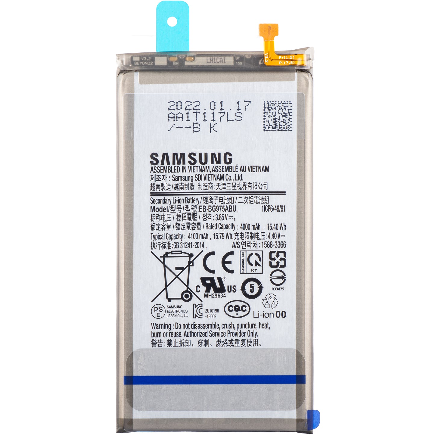 Akkumulátor Samsung Galaxy S10+ G975, EB-BG975ABU, Service Pack GH82-18827A