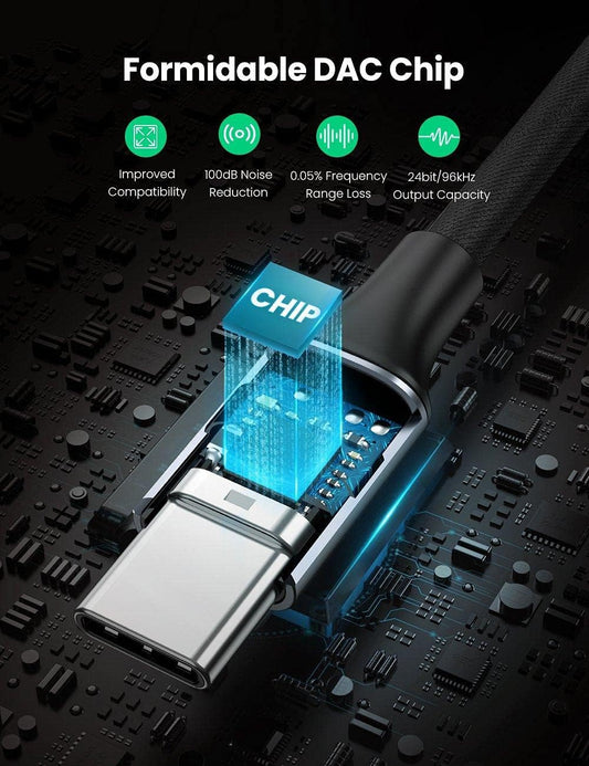 USB-C audio adapter USB-C - 3,5 mm UGREEN AV161, 0,15 m, szürke