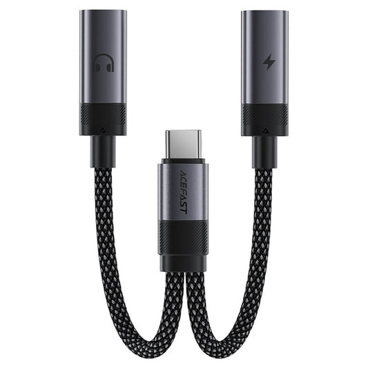 USB-C Audio Adapter - 2 x USB-C Acefast J14, Fekete