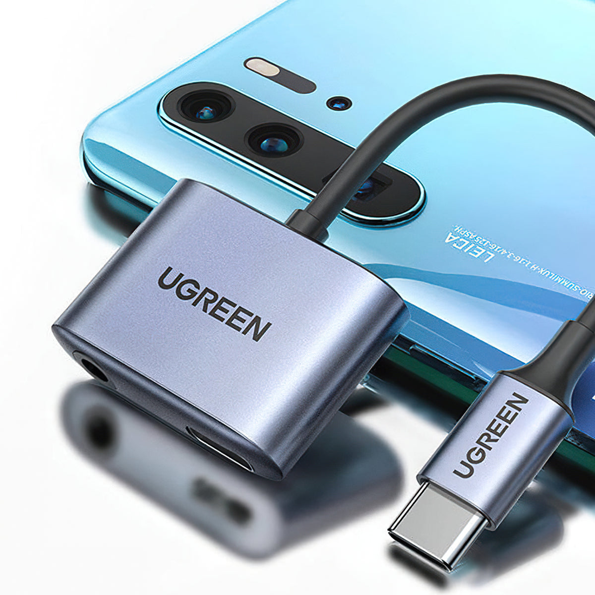 USB-C - 3,5 mm / USB-C UGREEN CM231 audio adapter, szürke