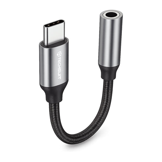 USB-C - 3,5 mm Techsuit AC12 FuseXound audio adapter, szürke, 2 darabos készlet