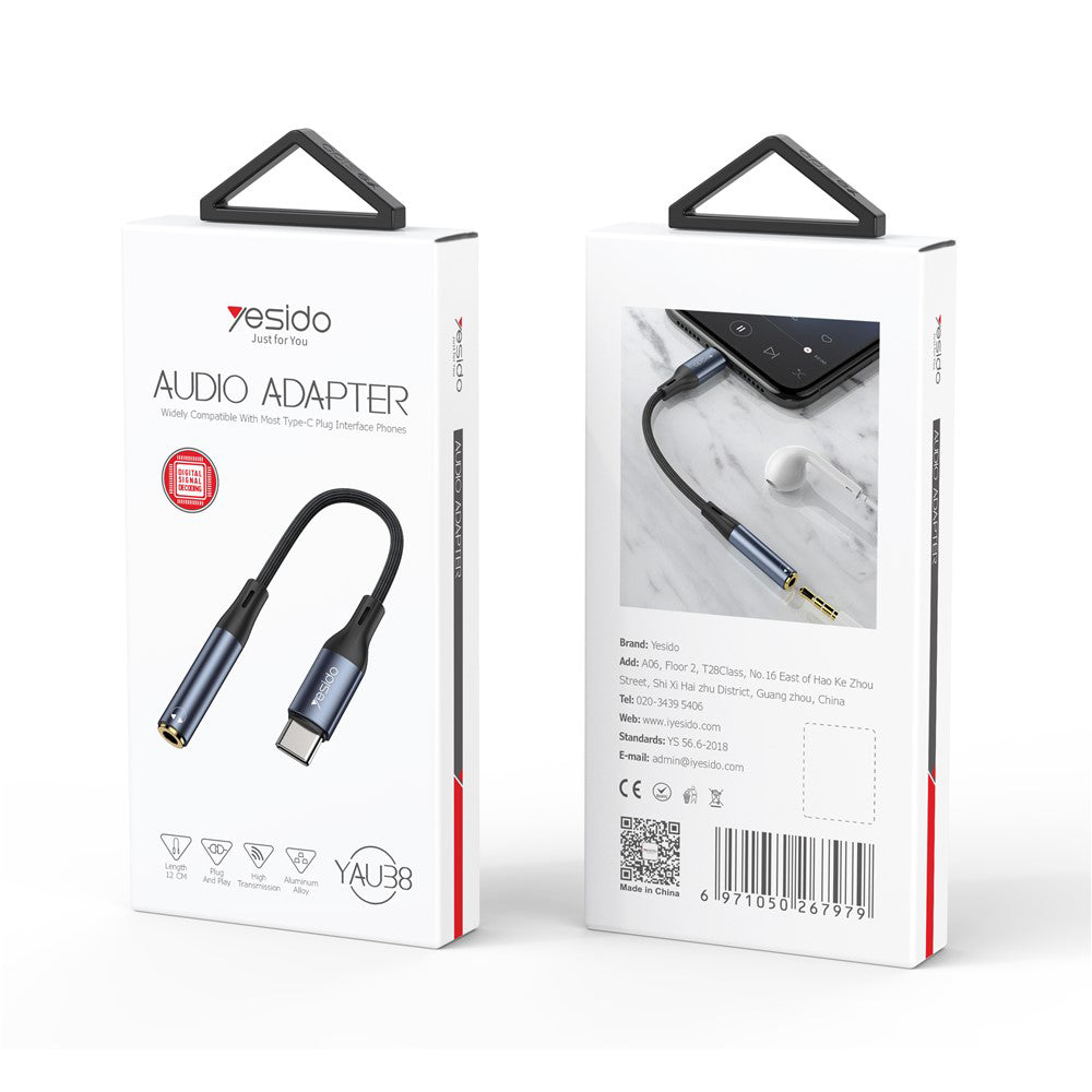 USB-C to 3.5mm Audio Adapter Yesido YAU38, Black