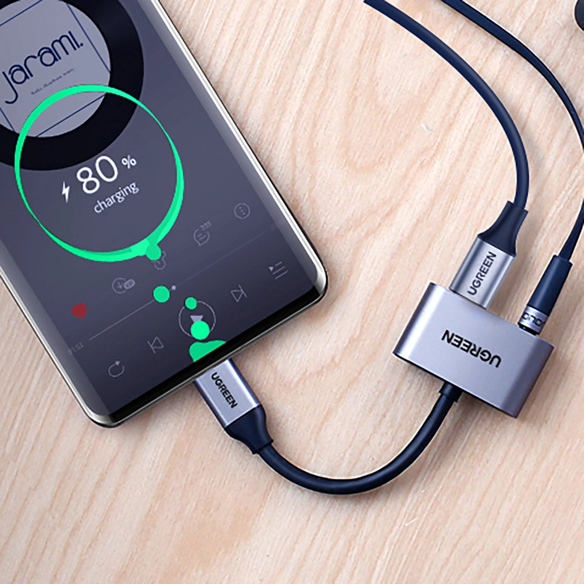 USB-C - 3,5 mm / USB-C UGREEN CM193 Audio Adapter, Szürke