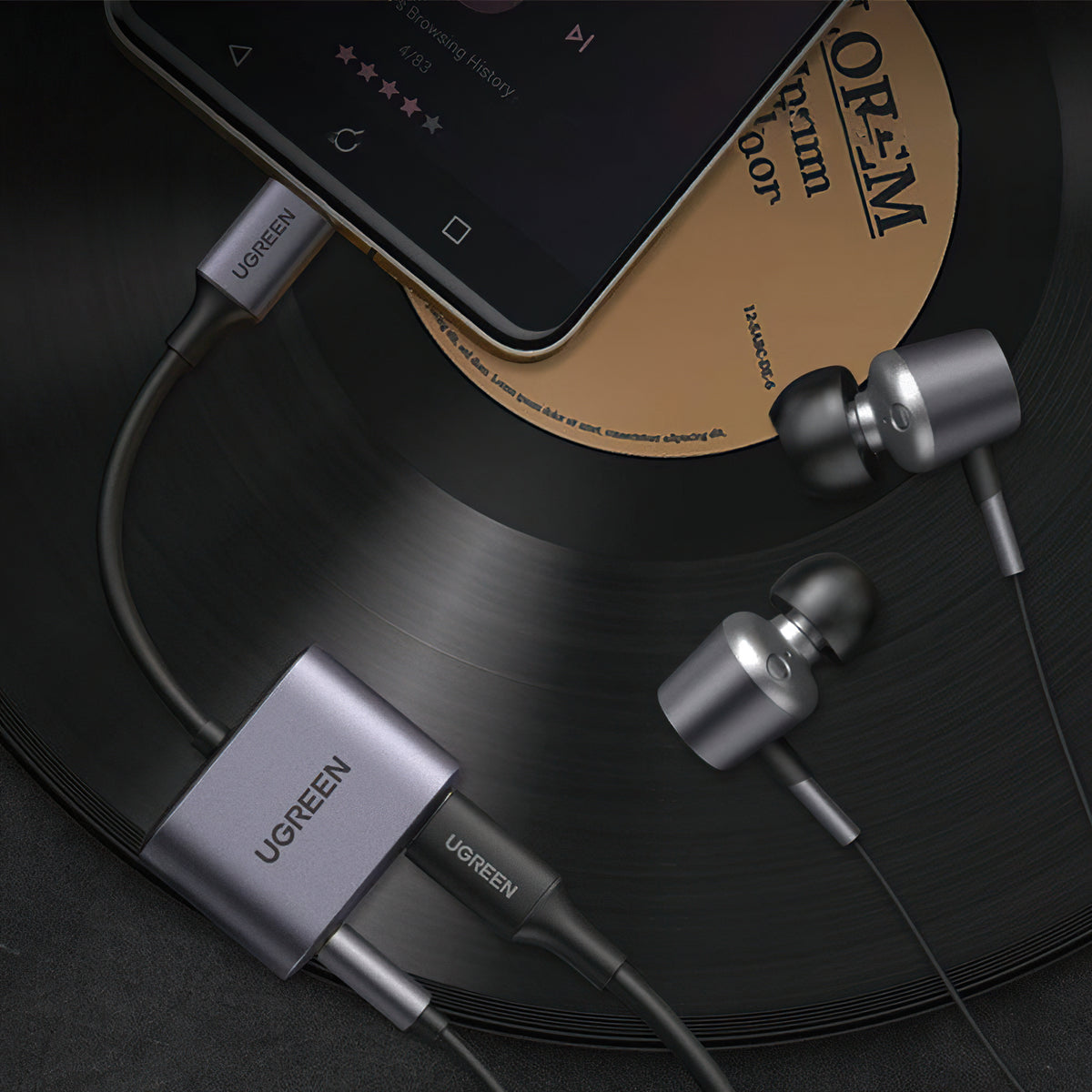 USB-C - 3,5 mm / USB-C UGREEN CM231 audio adapter, szürke