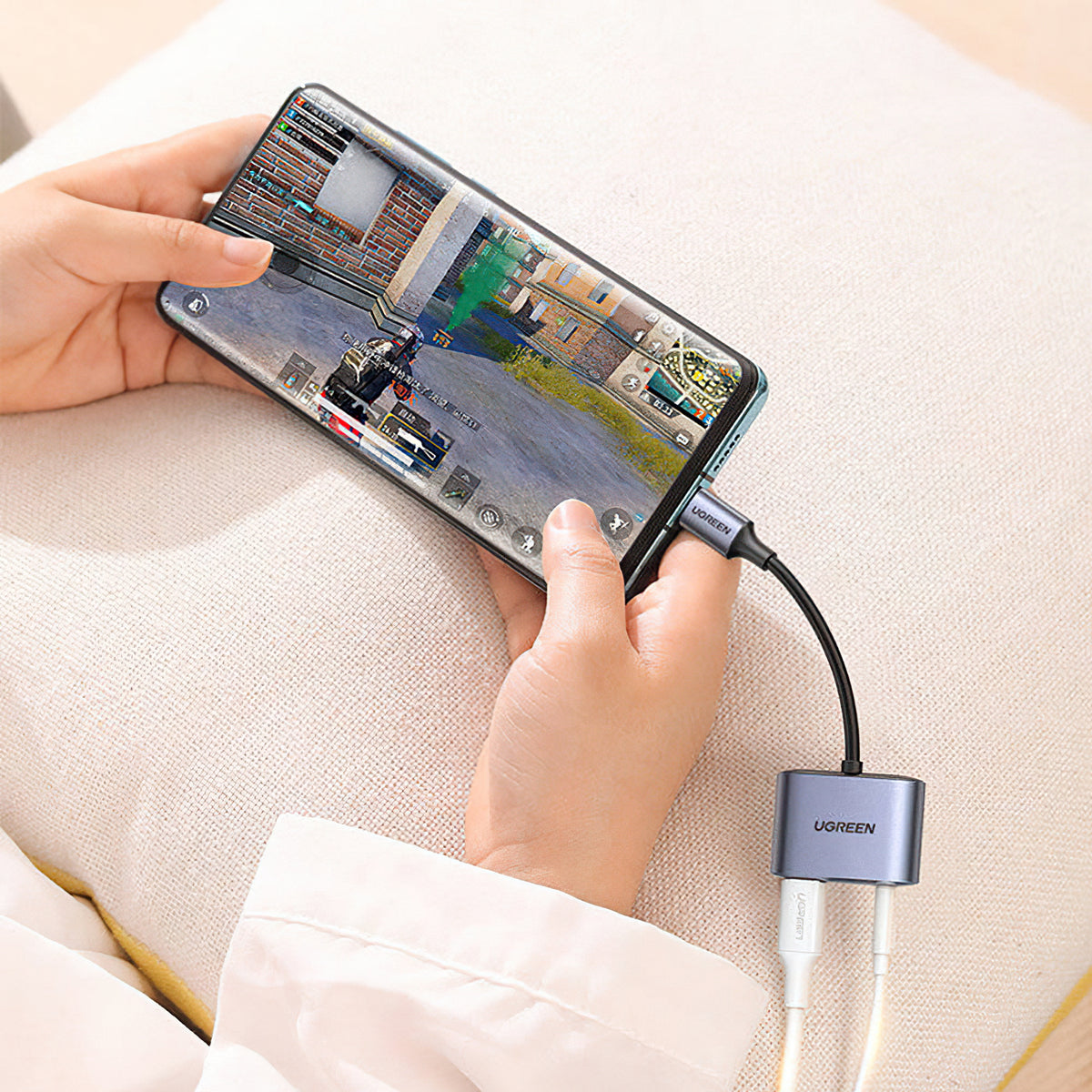 USB-C - 3,5 mm / USB-C UGREEN CM231 audio adapter, szürke