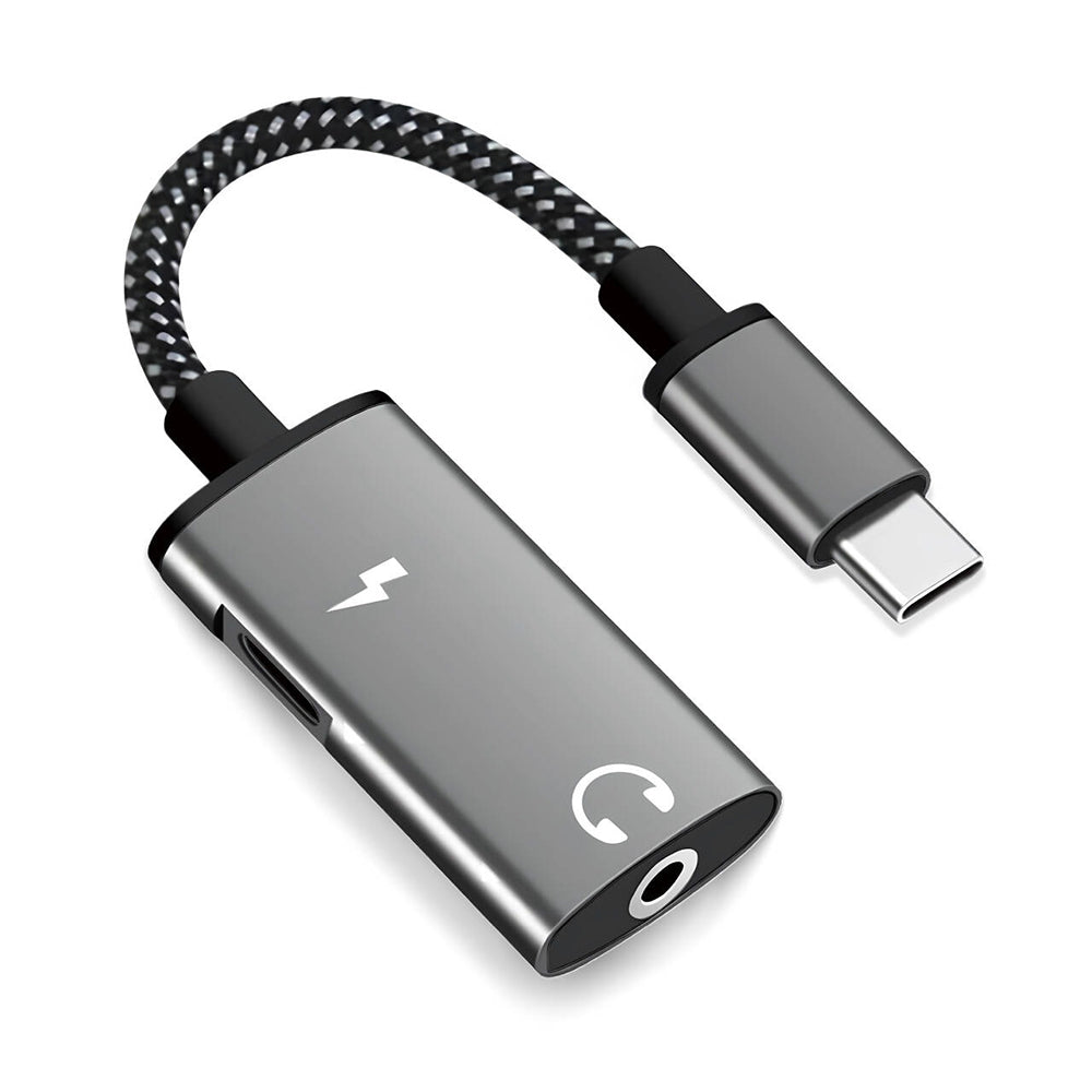 USB-C - USB-C / 3.5mm Techsuit AC22 AcustiCore Audio Adapter, Szürke