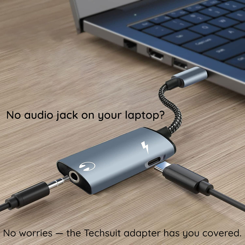 USB-C - USB-C / 3.5mm Techsuit AC22 AcustiCore Audio Adapter, Szürke