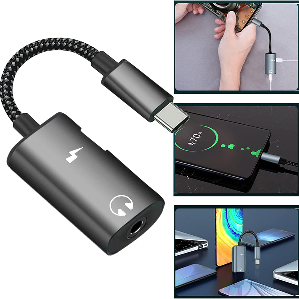 USB-C - USB-C / 3.5mm Techsuit AC22 AcustiCore Audio Adapter, Szürke