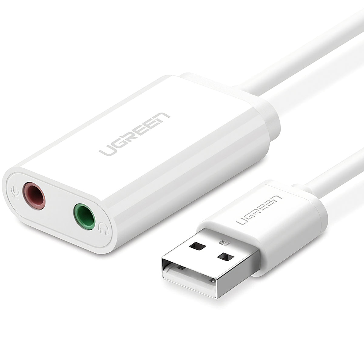 UGREEN US205 USB hangkártya, 2 x 3.5mm Jack, Fehér