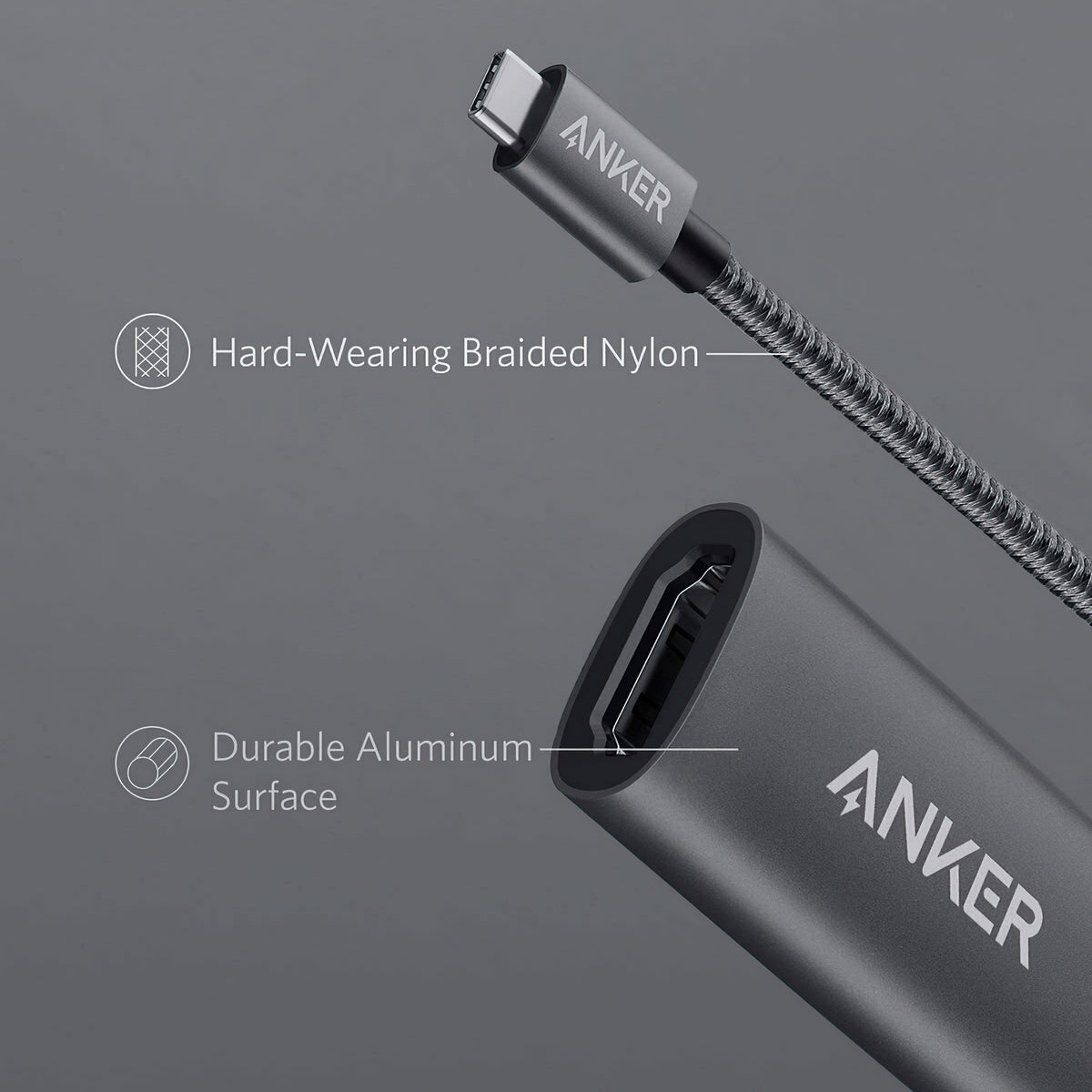 Audio és Videó USB-C - HDMI Anker PowerExpand+ Adapter, Szürke A83120A1