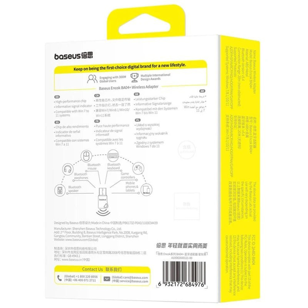 Baseus Encok BA04+ Bluetooth USB adapter, Fekete A10082600121-00