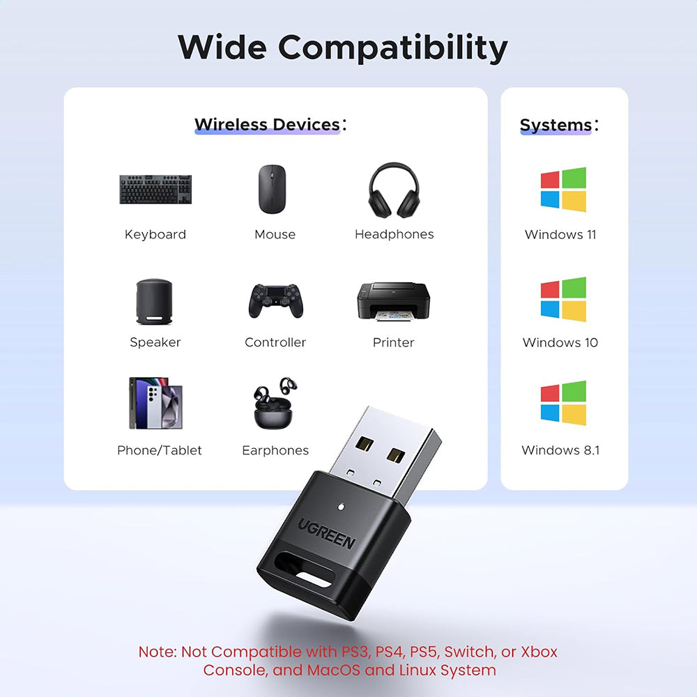UGREEN CM748 (45134) USB Bluetooth adapter, Fekete