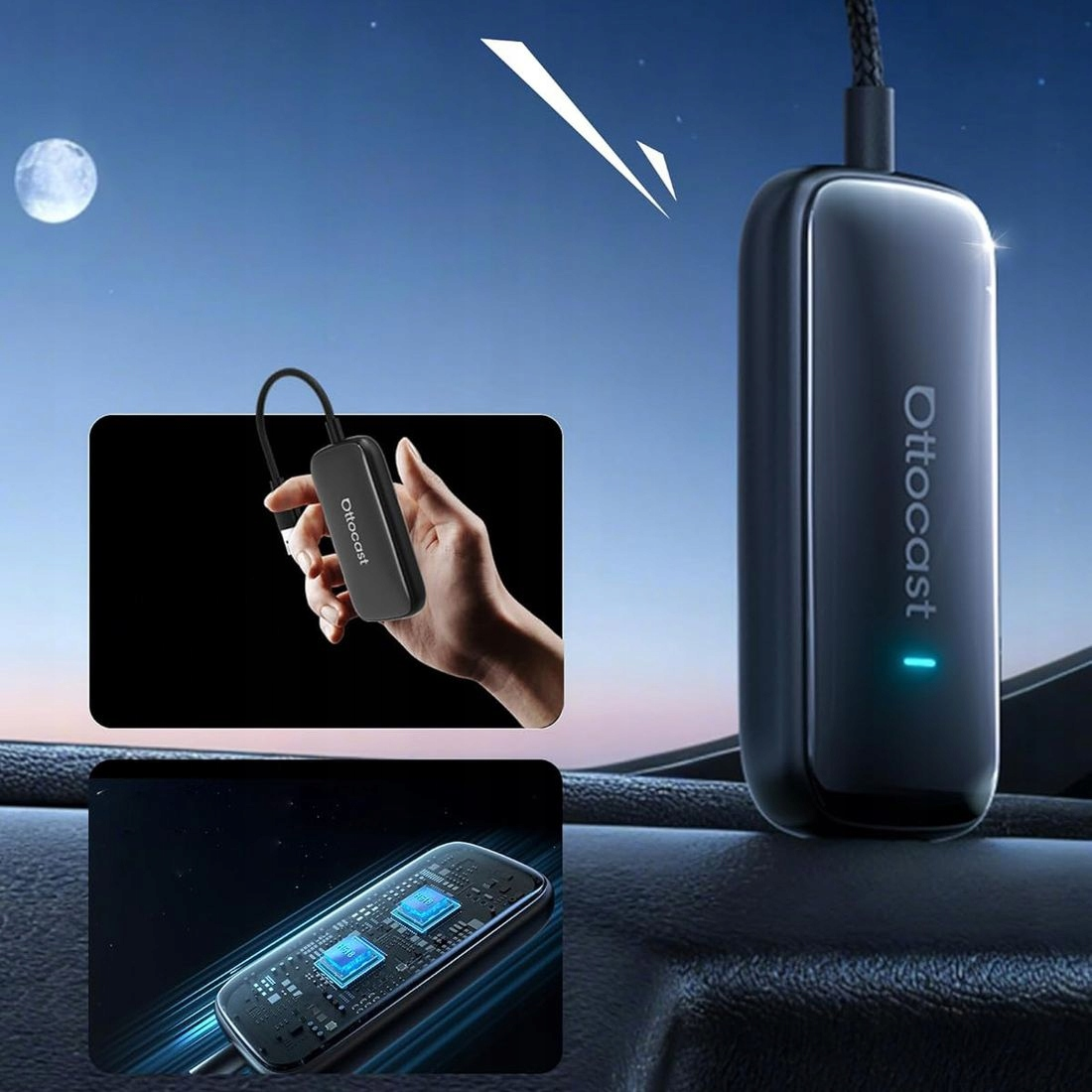 Carplay / Android Auto vezeték nélküli Ottocast Play2Video Ultra adapter Apple iPhone / Android sorozathoz CA515-T