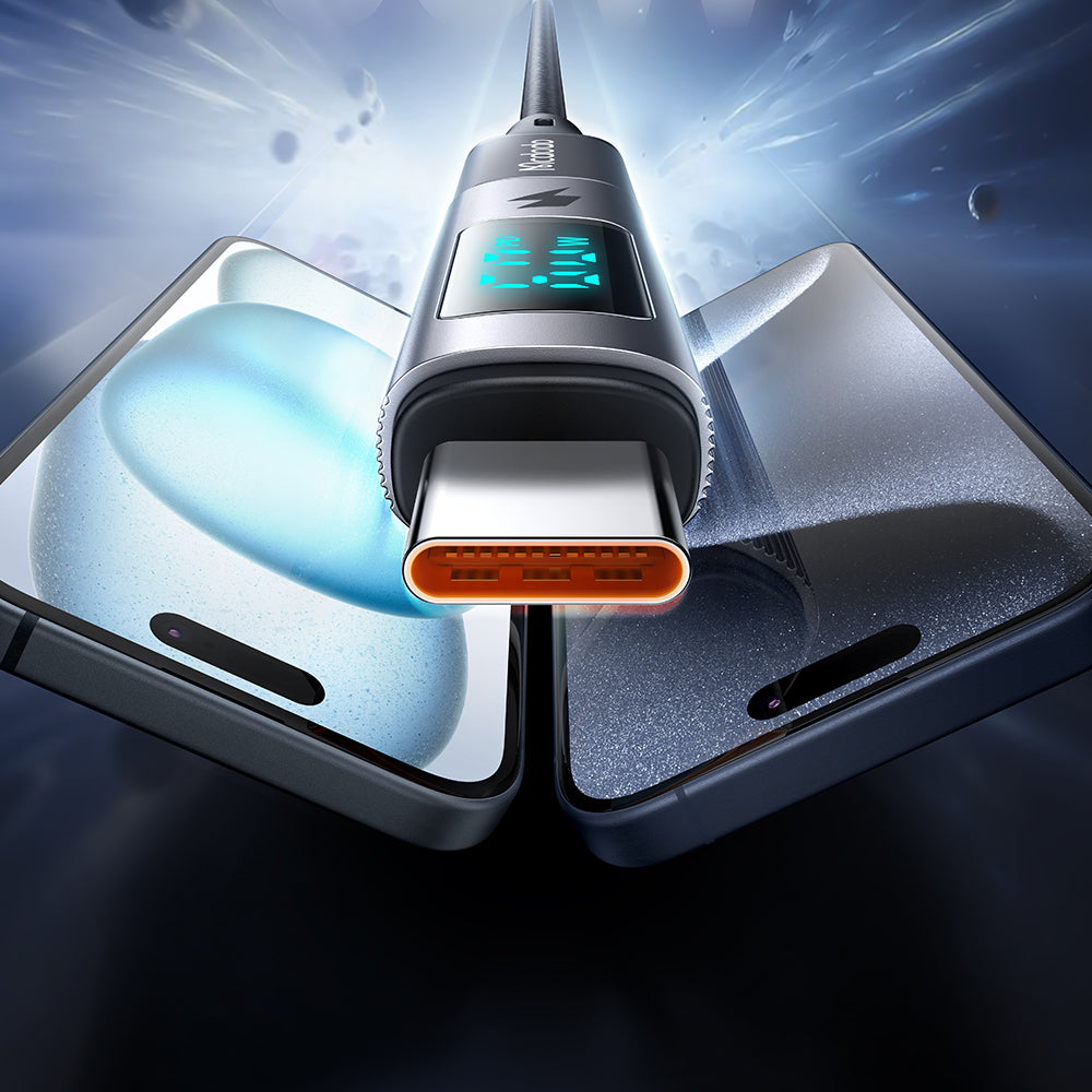 Adat és Töltés Átalakító Lightning - USB-C McDodo OT-5990 Wales Display, Fekete