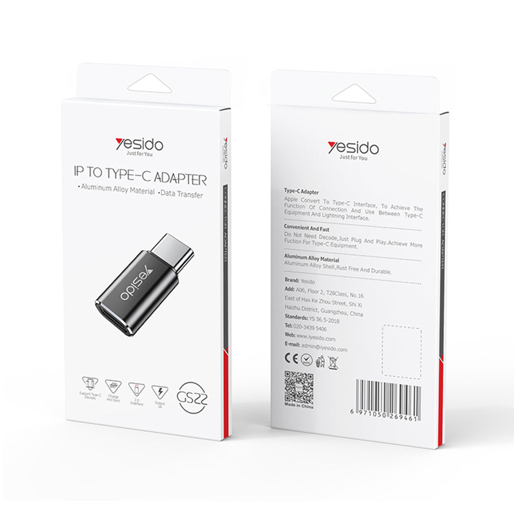 Adat és Töltés Átalakító Lightning - USB-C Yesido GS22, Szürke