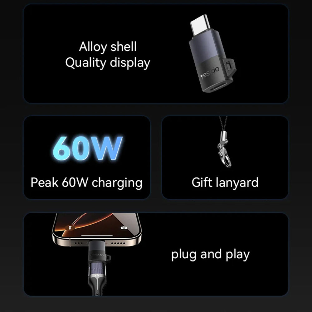Adat és Töltés Átalakító Lightning - USB-C Yesido GS28, Szürke