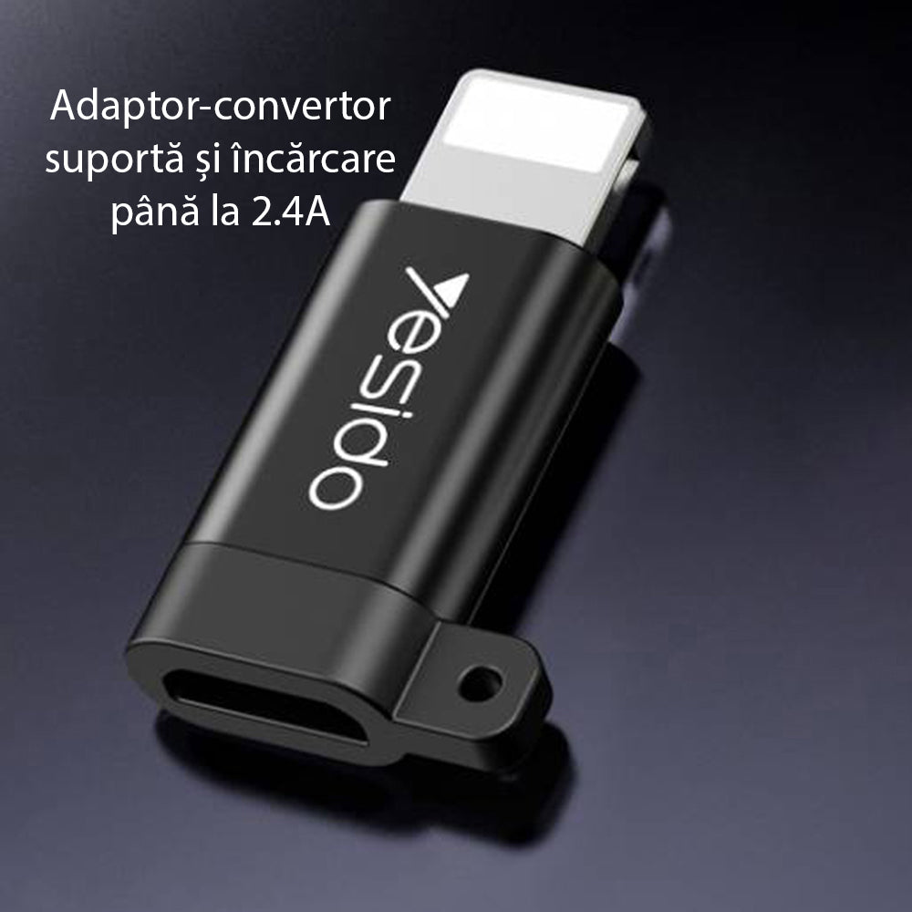 Adat és Töltés microUSB - Lightning Yesido GS05, Fekete