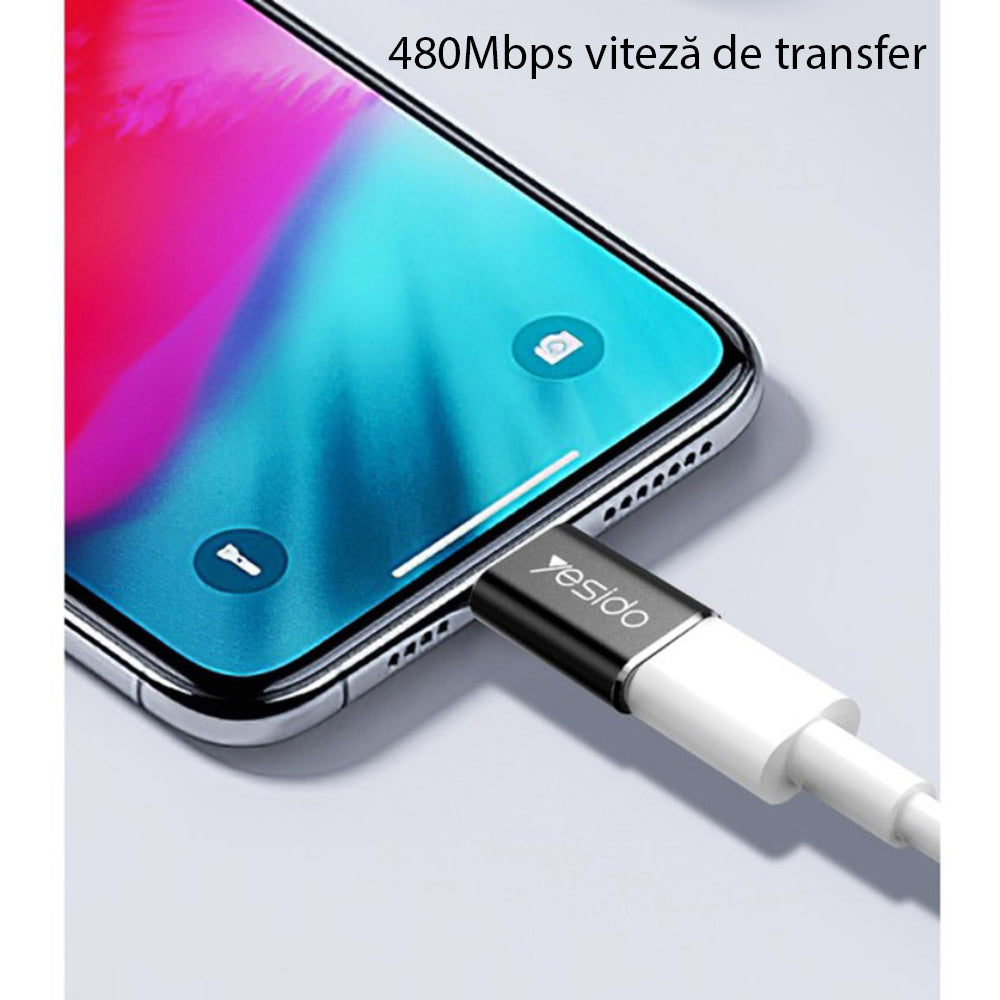 Adat és Töltés microUSB - Lightning Yesido GS05, Fekete