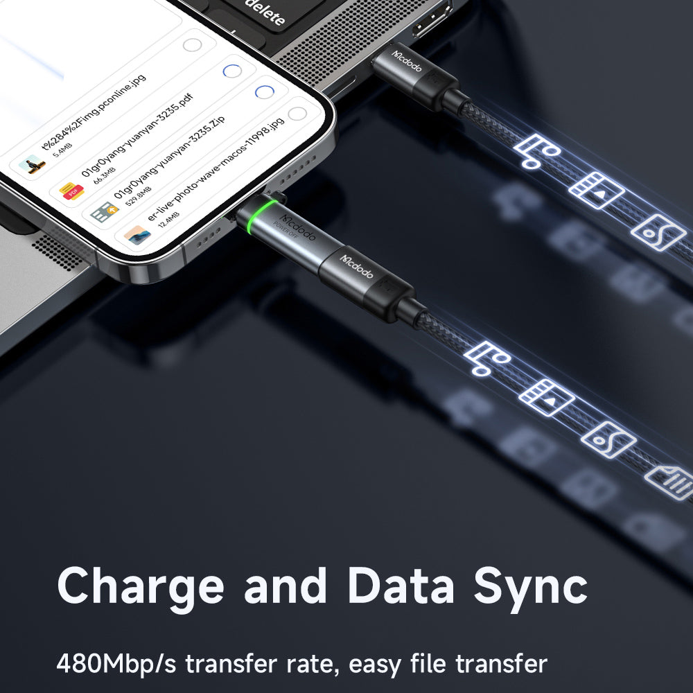 USB-C - Lightning McDodo OT-2590 Power Off Adat és Töltő Adapter, Fekete