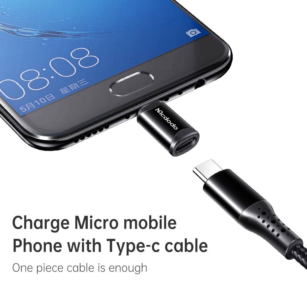 USB-C - microUSB McDodo OT-7690 adat- és töltőadapter, Fekete