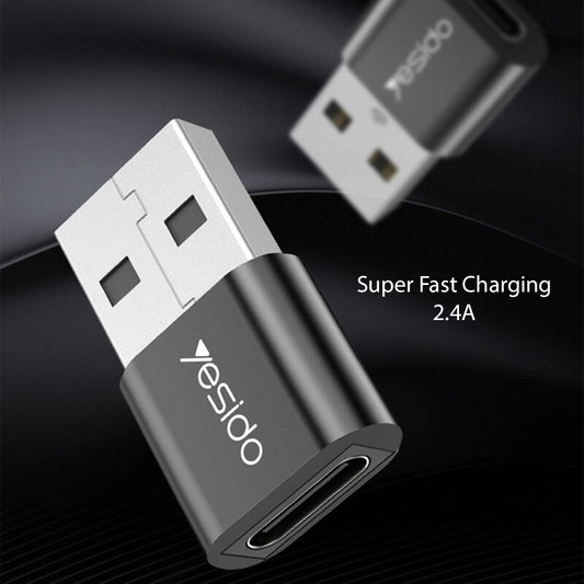 USB-C - USB-A Yesido GS09 adat- és töltőadapter, Fekete