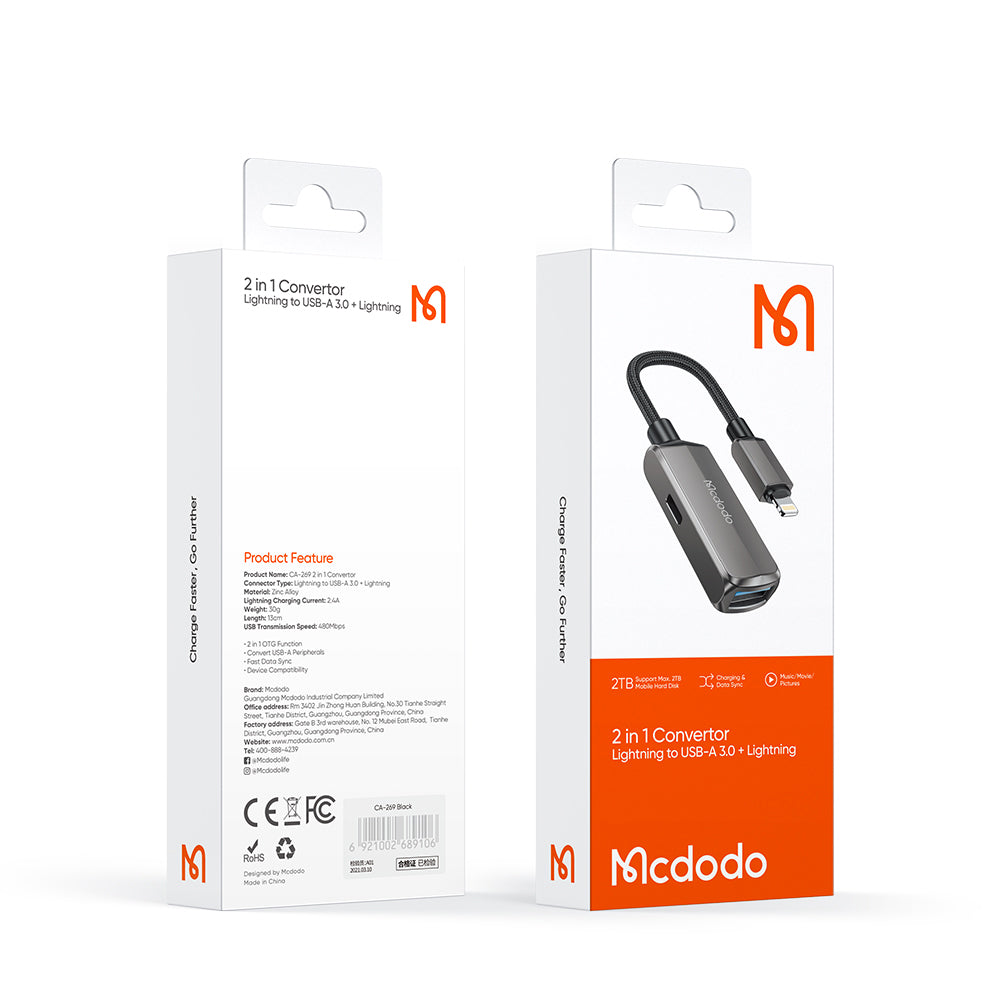 OTG Lightning - USB-A McDodo CA-2690 adapter, Szürke