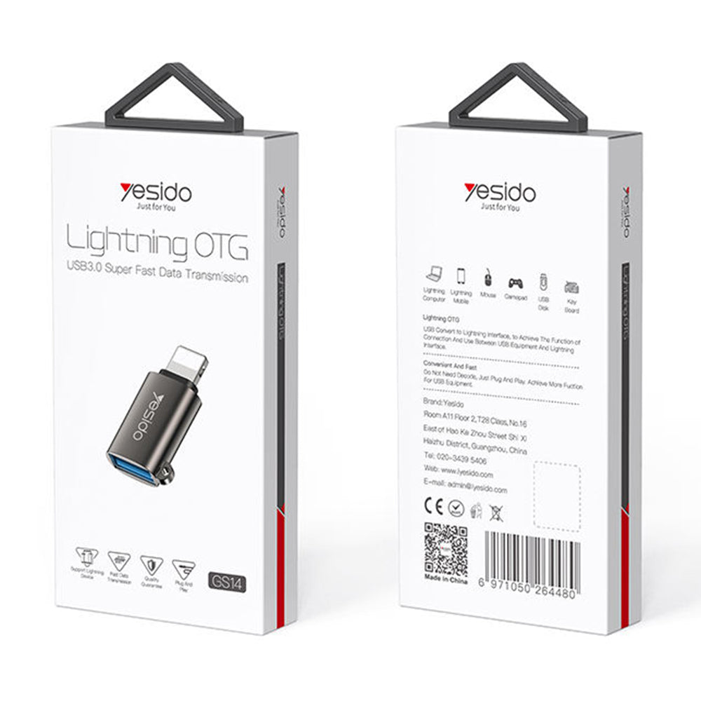 OTG Lightning - USB-A Yesido GS14 Adapter, Black
