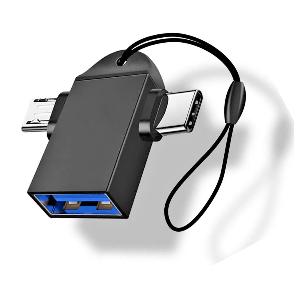 OTG microUSB / USB-C - USB-A Techsuit A16 TwoVoltX adapter, Fekete