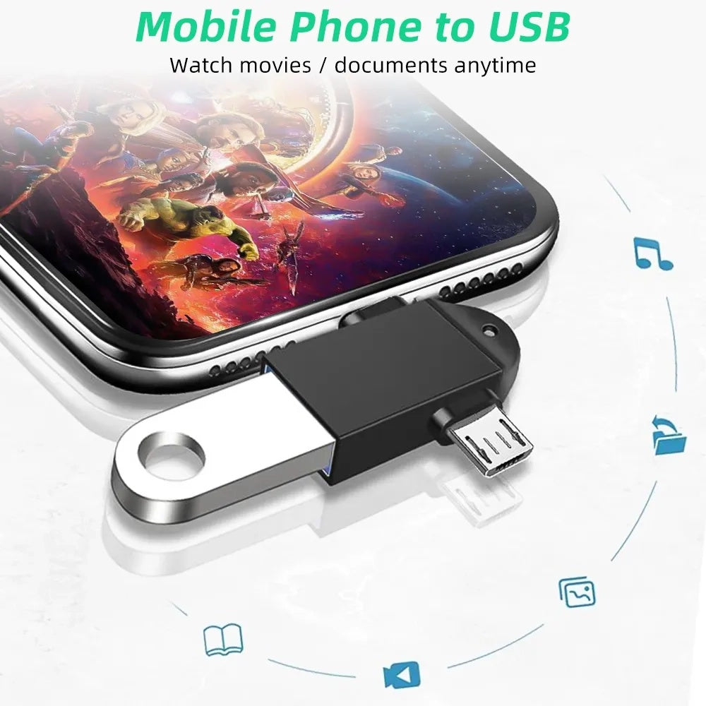 OTG microUSB / USB-C - USB-A Techsuit A16 TwoVoltX adapter, Fekete