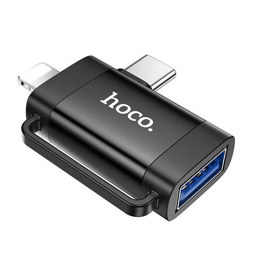 OTG adapter USB-C / Lightning - USB-A HOCO UA31F, Fekete