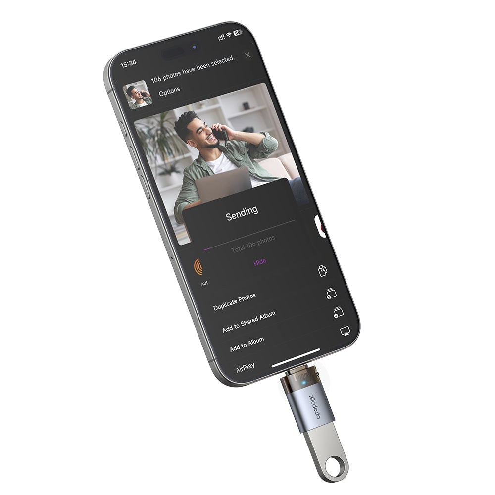 OTG USB-C - USB-A McDodo OT-7400 adapter, Fekete