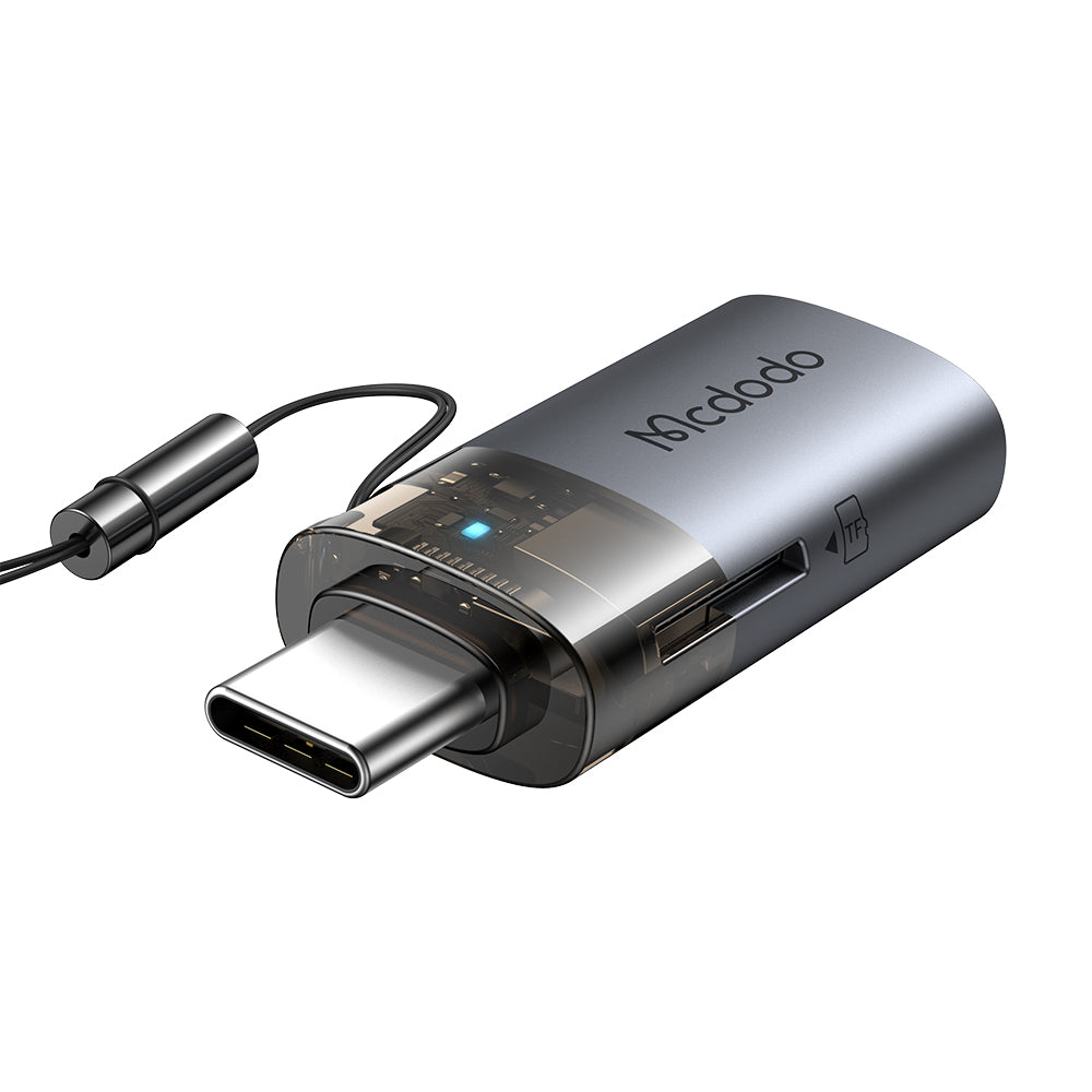 USB-C McDodo OT-7600 kártyaolvasó, USB-A (OTG) - microSD, Fekete