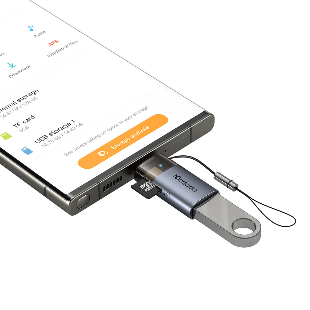 USB-C McDodo OT-7600 kártyaolvasó, USB-A (OTG) - microSD, Fekete