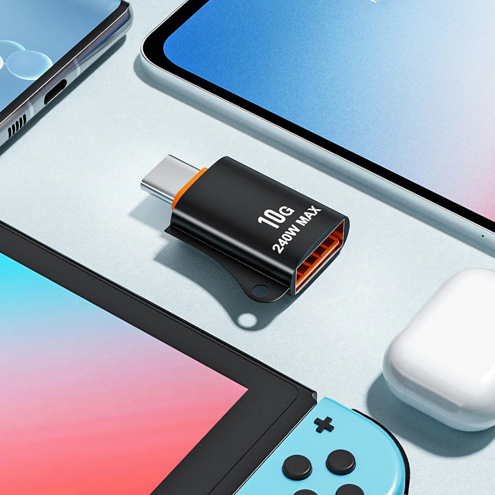 OTG USB-C to USB-A Techsuit A1 HyperPort Adapter, Black Orange