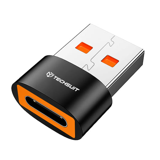 USB-C - USB-A Techsuit A4 HyperPort Adat és Töltő Adapter, Fekete-Narancs