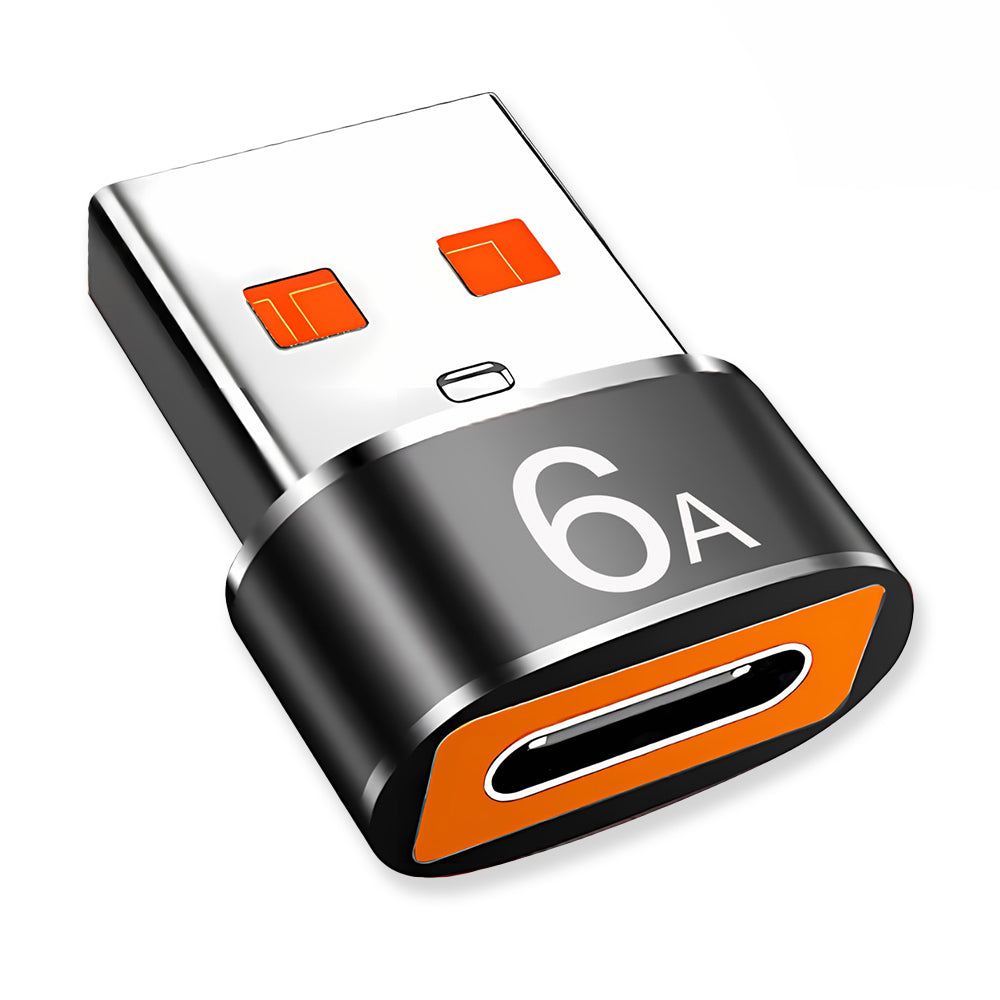 USB-C - USB-A Techsuit A4 HyperPort Adat és Töltő Adapter, Fekete-Narancs