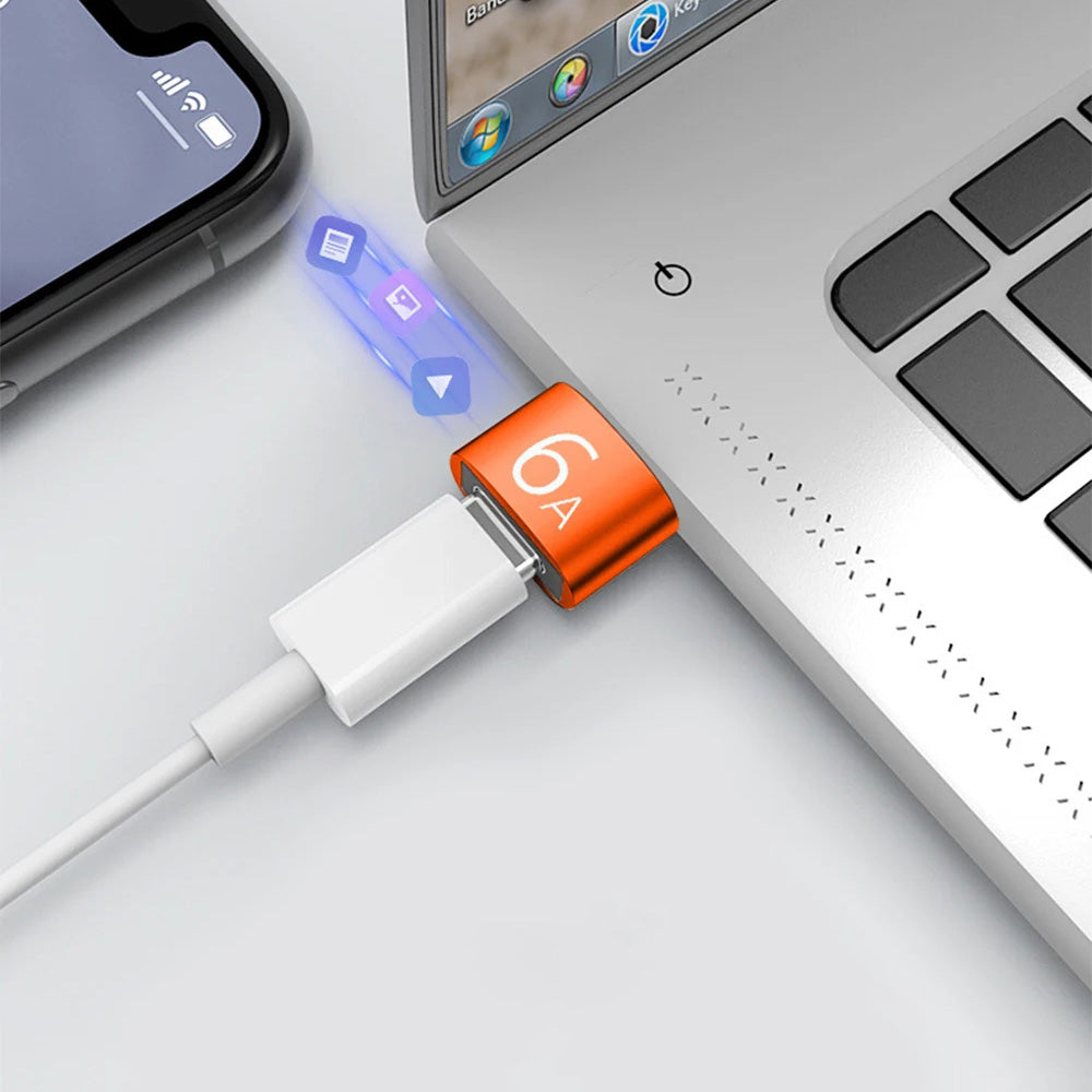 USB-C - USB-A Techsuit A4 HyperPort Adat és Töltő Adapter, Fekete-Narancs