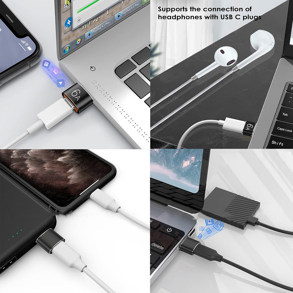 USB-C - USB-A Techsuit A4 HyperPort Adat és Töltő Adapter, Fekete-Narancs