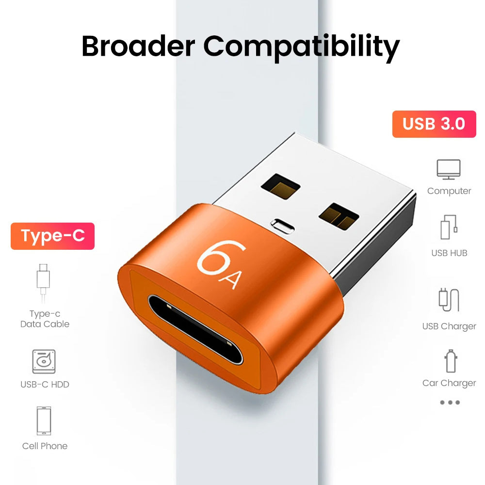 USB-C - USB-A Techsuit A4 HyperPort Adat és Töltő Adapter, Fekete-Narancs