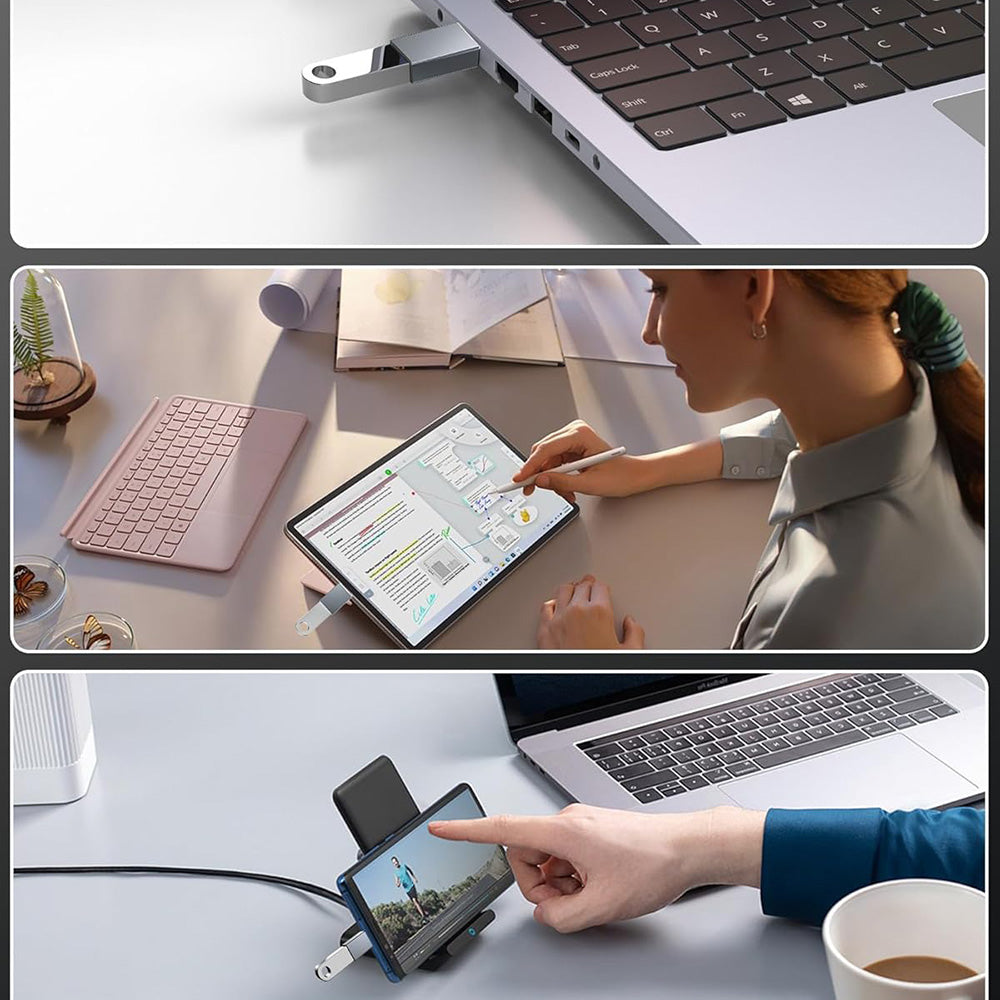 OTG USB-C - USB-A Techsuit A8 SlateVolt adapter, Szürke