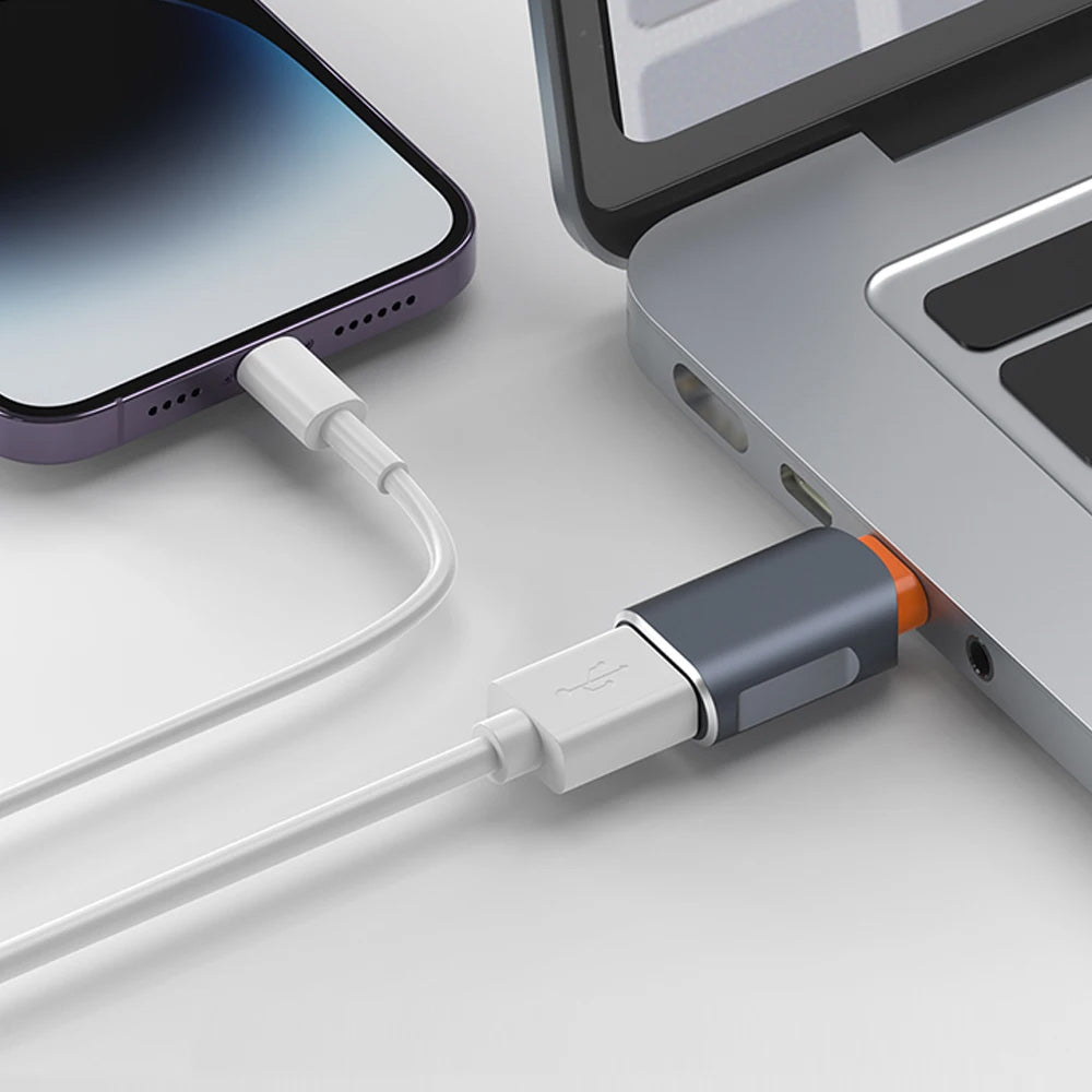OTG USB-C - USB-A Techsuit A9 SlateVolt adapter, Szürke Narancssárga