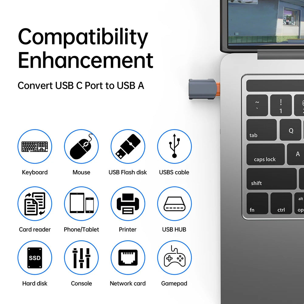 OTG USB-C - USB-A Techsuit A9 SlateVolt adapter, Szürke Narancssárga
