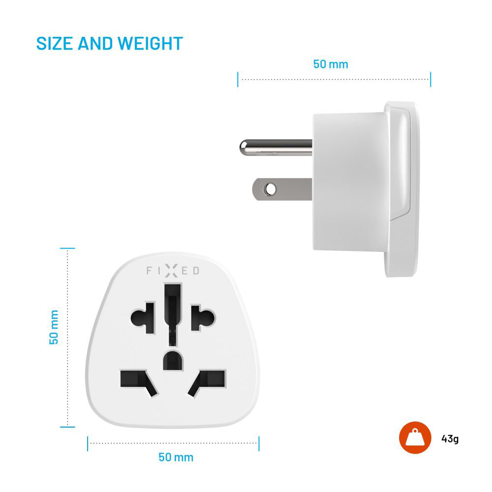 Fixed EU / UK / USA - US hálózati adapter, fehér