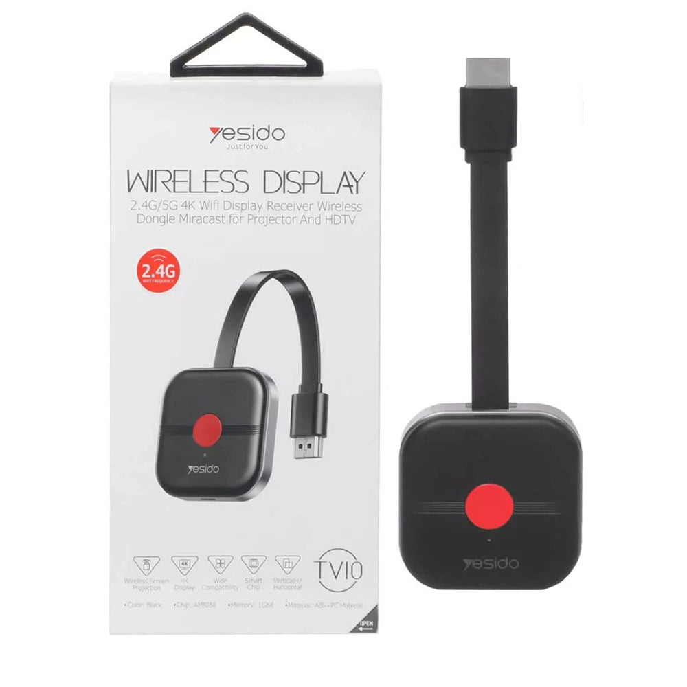 Yesido TV10 vezeték nélküli multimédia adapter, Fekete