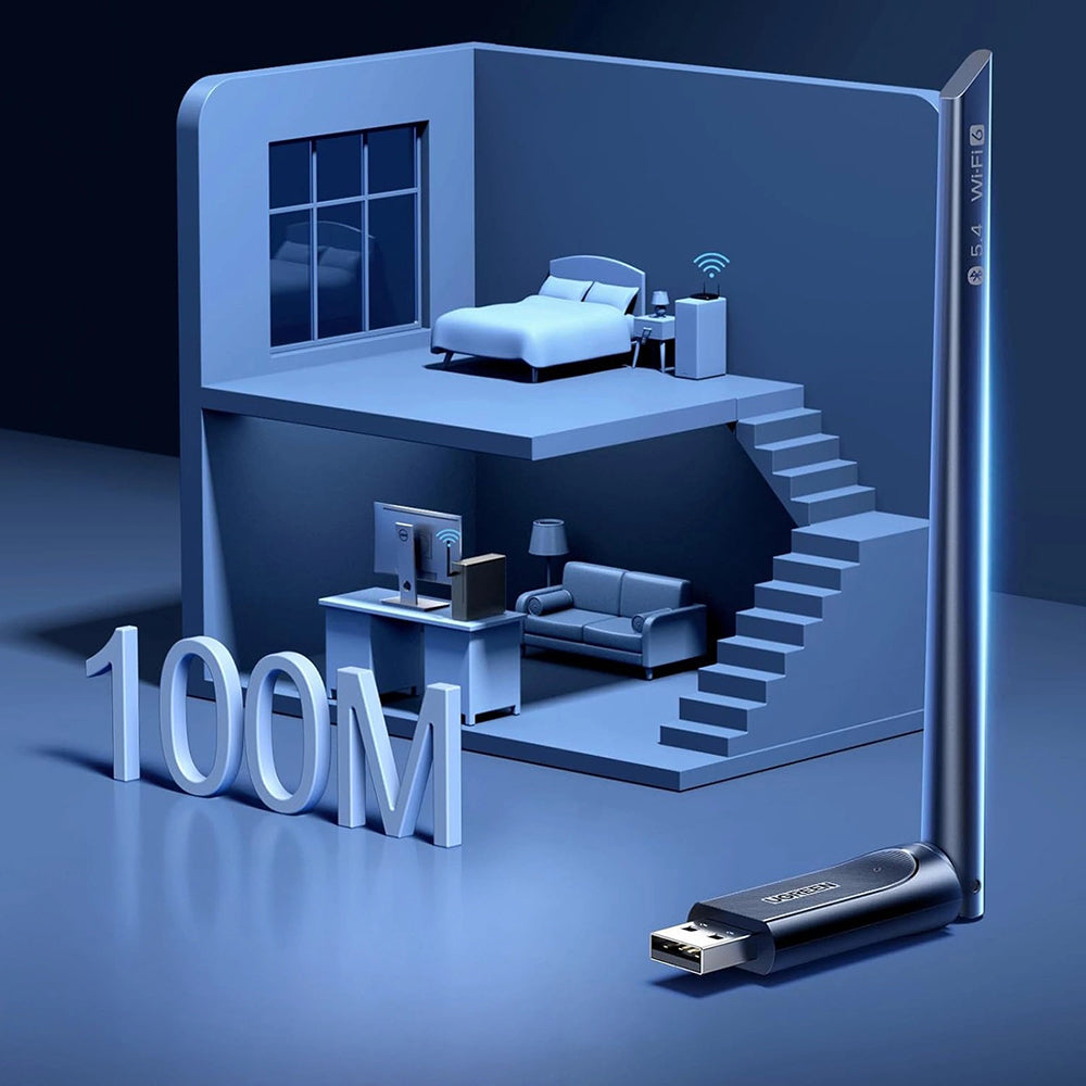 UGREEN AX900 (75109) vezeték nélküli adapter, Dual Band, Wi-Fi 6, 600Mbps, Fekete