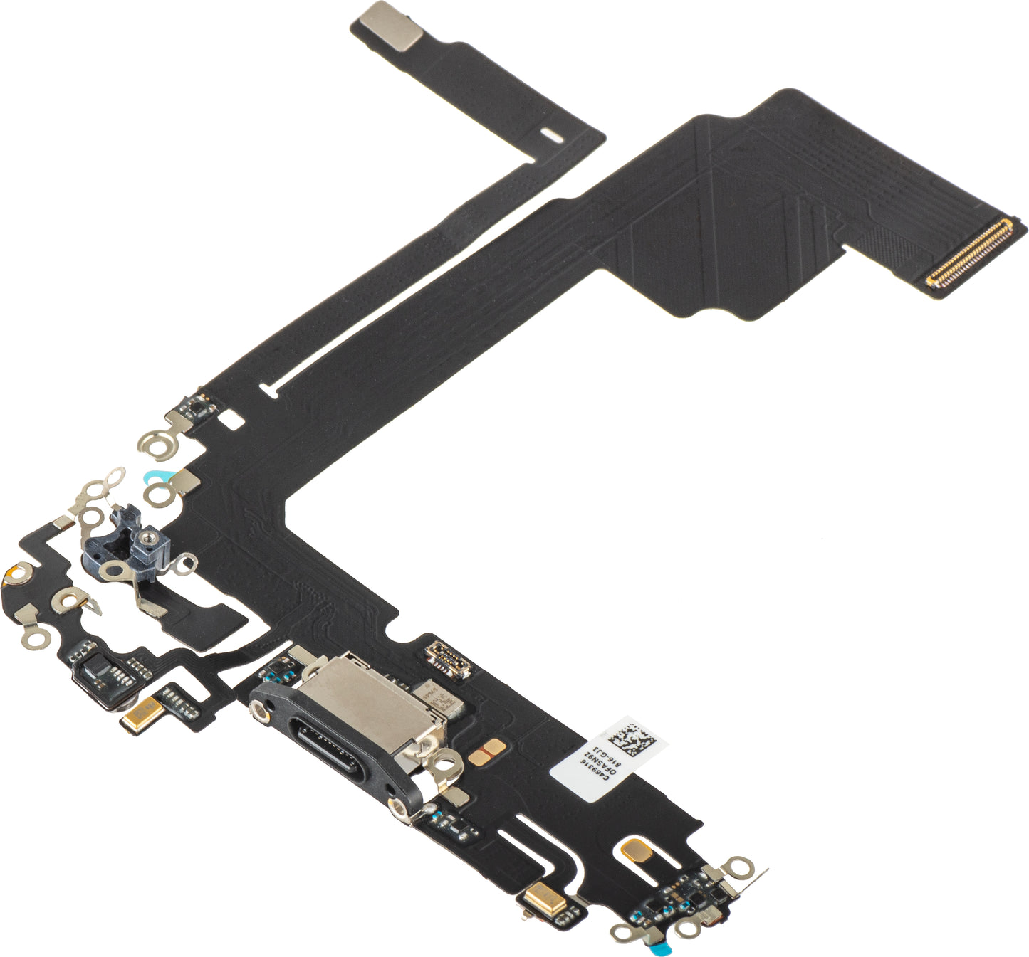 Töltőcsatlakozós szalag - Mikrofon Apple iPhone 15 Pro Max, Fekete