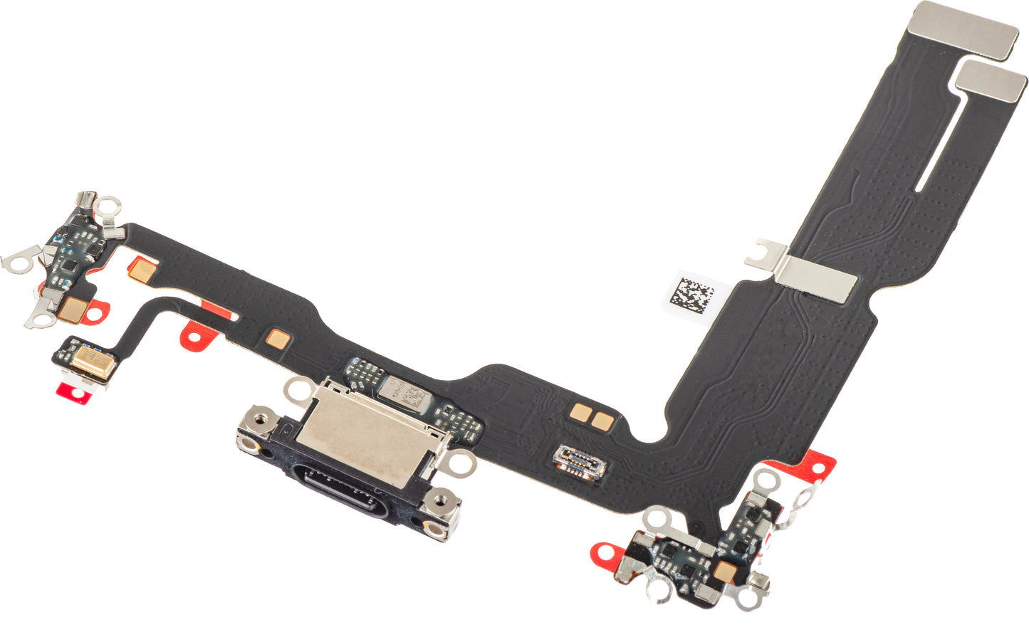 Töltőcsatlakozós szalag - Mikrofon Apple iPhone 15 Plus, Fekete
