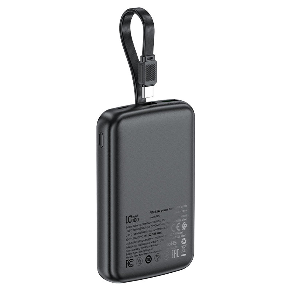 Külső akkumulátor Acefast M13, 10000mAh, 22.5W, QC + PD, 1 x USB-A - 2 x USB-C, Fekete